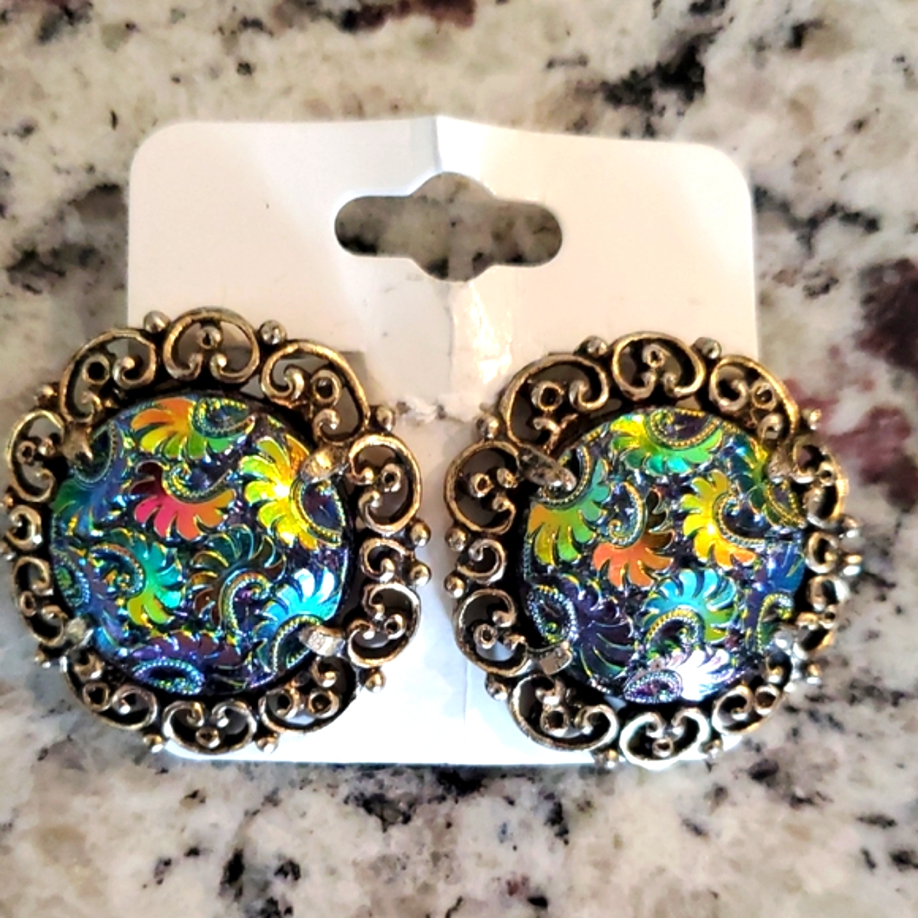 Vintage Judy Lee Czech Carnival Glass Earrings 35$
